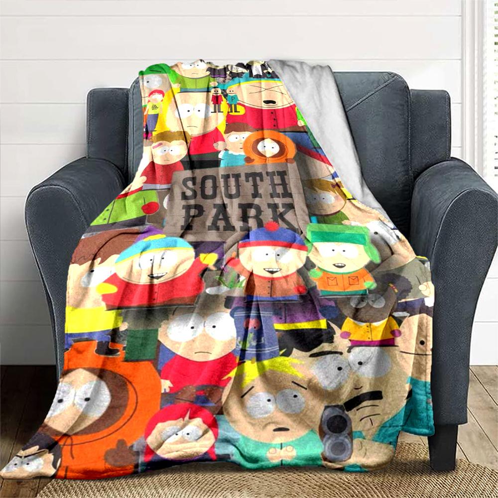 Cartoon Park South Print Flannel Blanket High Quality Warm Comfortable Cover for All Seasons Perfect for Gifts Home Decor