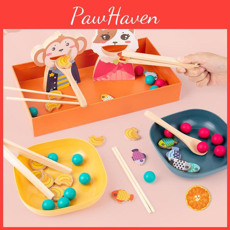 Game Preschool Feeding Toy With Wooden Material Cognitive Skills Interaction