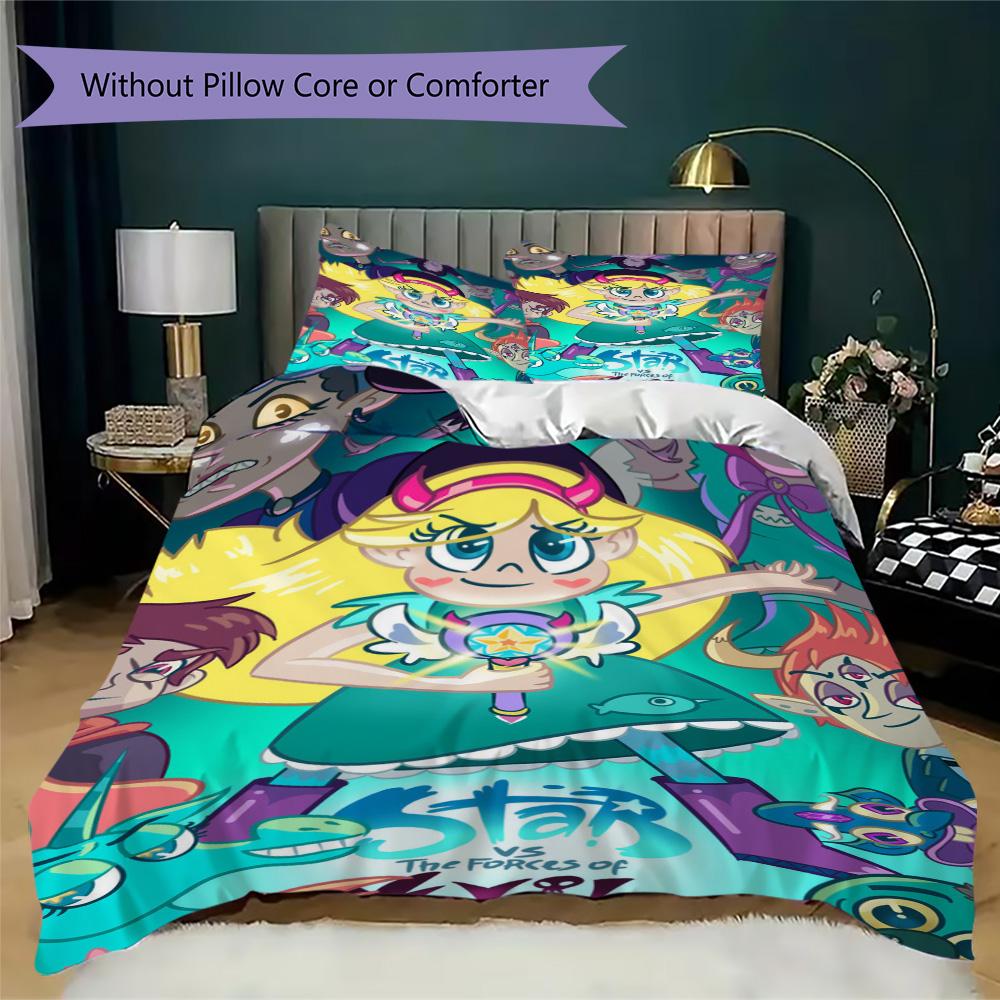 Star Butterfly Pattern Bedding,Quilt Set Quilt Cover Pillowcase Home Birthday Gift (1*duvet cover+2*pillowcase,without core)SSJT0917357