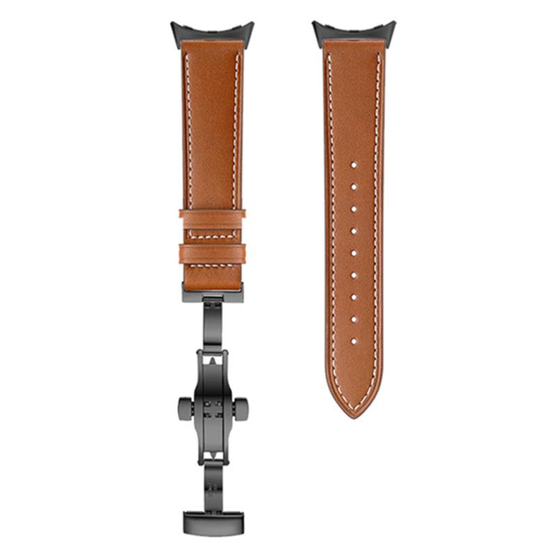

Butterfly Buckle Genuine Leather Strap for Google Pixel Watch 3 41mm/Watch 2/Pixel Watch Replacement Watch Band Black Buckle/Brown