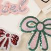 Embroidery label Embroidery patch sticker Badge logo Sequin bow English clothing accessories cloth sticker