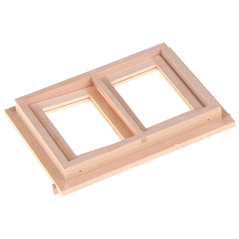 1/12 Dollhouse Miniature Wood 2 Pane Window Frame Diy Furniture Accessory