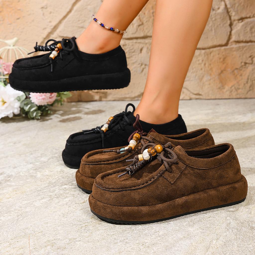 Fashion Summer Women Sneakers All-Match Rubber Sole Round Toe Sneakers Women Retro Style Thick Bottom Shoes Women Casual Flat Loafers
