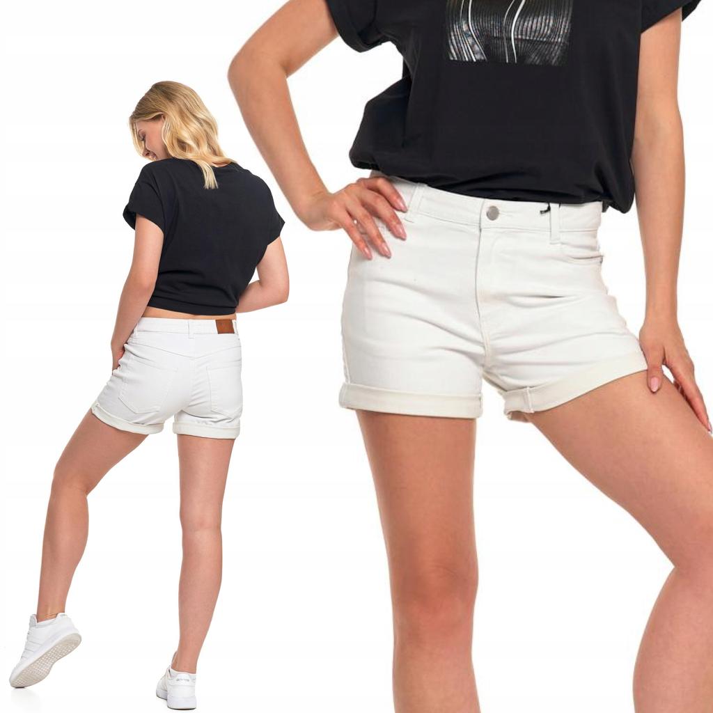 Damen Baumwoll-Jeansshorts Mit Taschen Bequem MORAJ SHORTS 3XL weiß