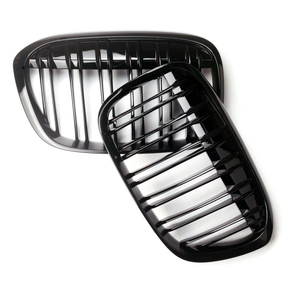 Doppellinie Auto Frontstoßstange Nierengrill Gitter Für BMW X1 F48 F49 2016 2017 2018 2019 2020 M Style Racing Grille Glänzend Schwarz