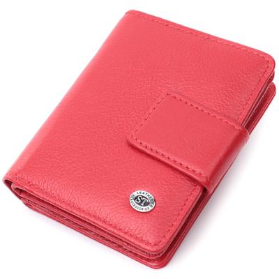 Bright Women's Wallet with a Coin Purse and a Block for Passes Made of Genuine Leather ST Leather 22714 Red