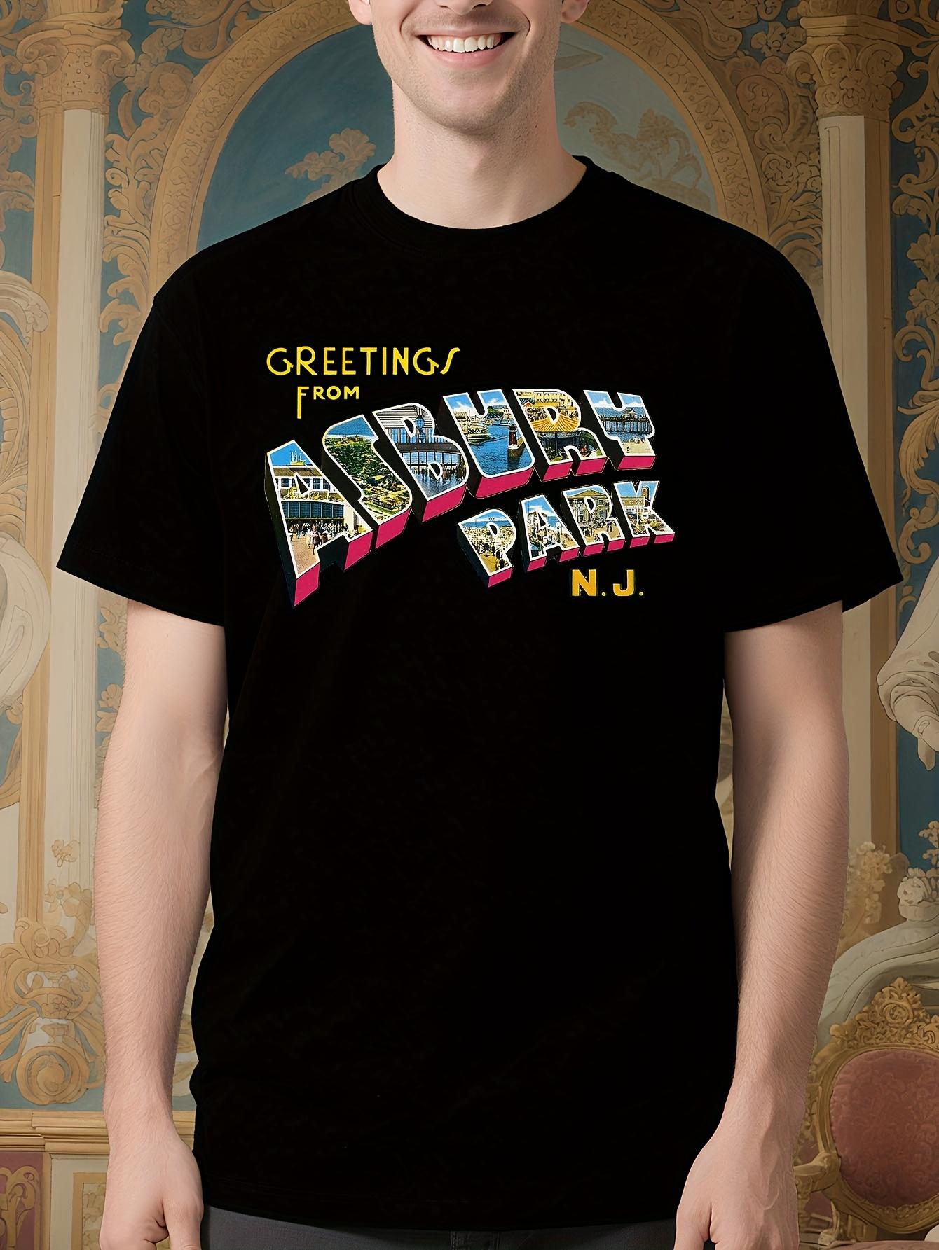 Greetings From Asbury Park NJ Retro Music Graphic Tshirt ... M