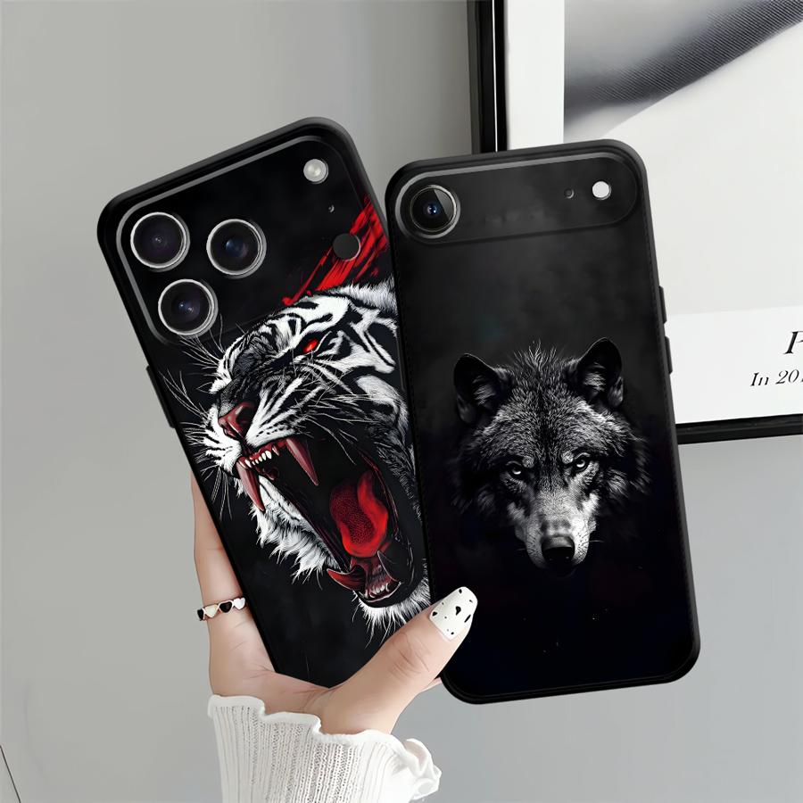 Funda Handyhülle Case für Apple iPhone 17 Pro Max 12 16 15 Pro 7 8 14 13 11 Air XR XS MAX Cooler Cartoon Wolf