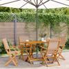 VidaXL Folding Garden Chairs Set of 4 Taupe Fabric and Solid Wood, Garden Seat, Patio Chair, Dining Chair of 3214580