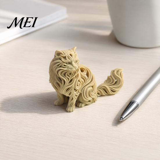 Artistic Persian Cat Statue 3D Printed Ornament, Hollow Animal Figurine Delicate Texture Design, Decor Compact Desktop Decor, Creative Gift