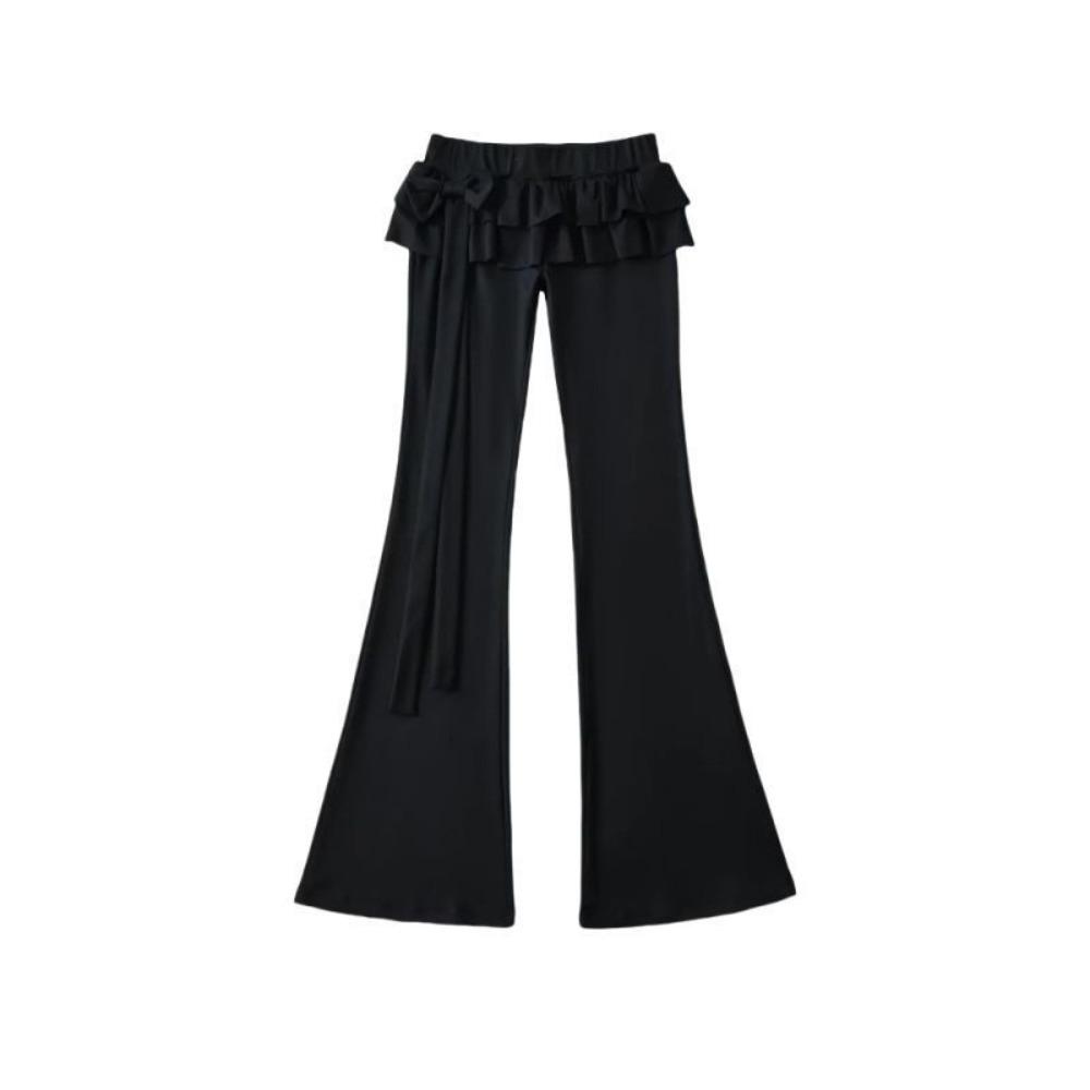 Y2k Apron Skirt Flared Pants Low Waist Bell-bottom Trousers Fashion Casual Pants for Women  Ladies