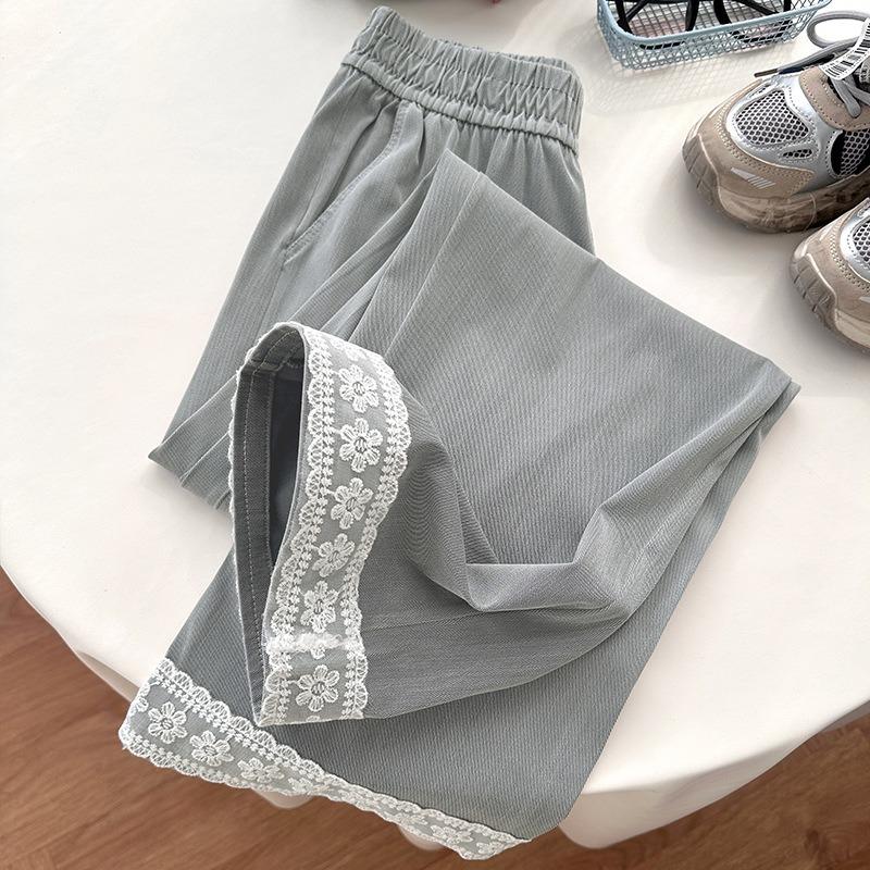 Uncle Radish Lace Jeans Women's Spring and Summer High Waist Skinny Straight Pants Casual Narrow Wide Leg Pants