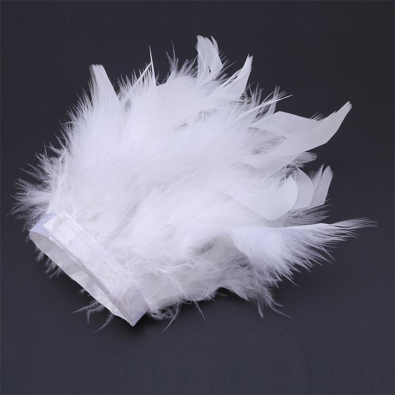 1 Pair Feather Cuff Wrist Elegant Ostrich Feather Snap Durable Bracelet Nail Photo Shirt Cuff With Feather Multicolor