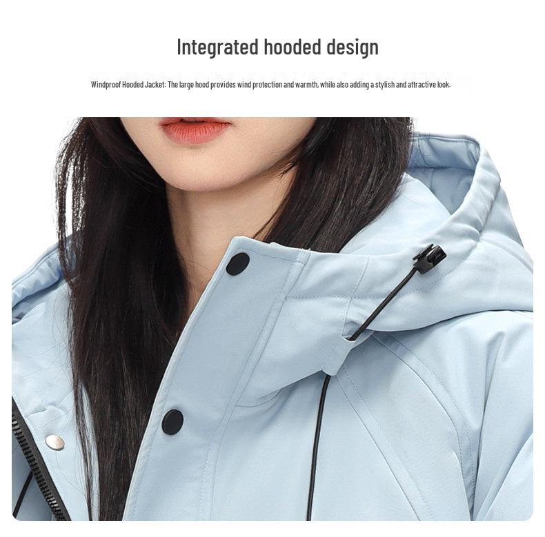 Unisex High-End Long Over-the-Knee Down Jacket: 90% White Duck Down, Loose Fit, Hooded Winter Coat