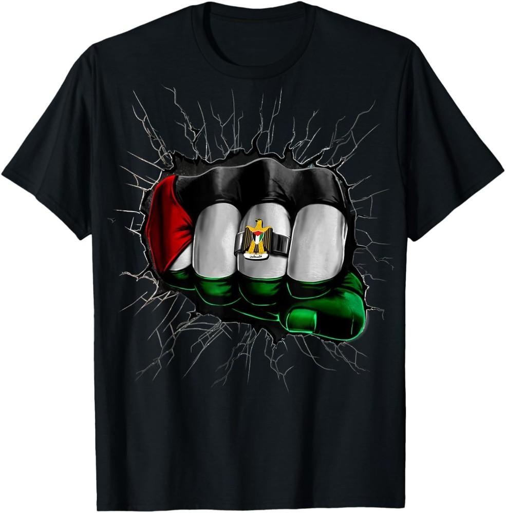 Free Palestine Flag Shirt Palestinian Flag Fist Gift Unisex T-Shirt XXXL