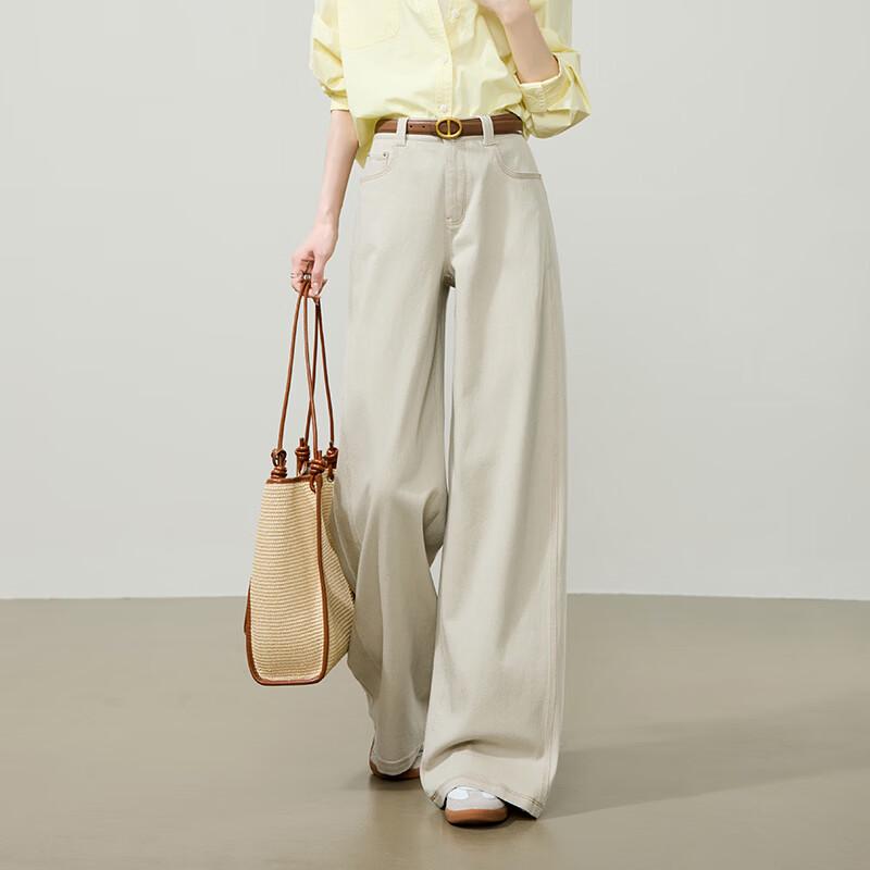 

ESE-Y Women s 2026 Spring Side-Split Wide-Leg Straight Jeans 33 Regular (163-170cm)