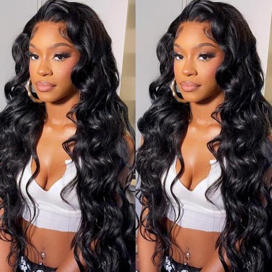Women Long Curly Wig Middle Part Natural Looking Silky Heat Resistant High Temperature Fiber Front Lace Wavy Blonde Black Synthetic Hair