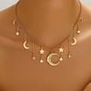 Rhinestone Middle Eastern Women's Vintage Necklace Star and Moon Short Tassel Collarbone Chain, 1pc of New Versatile