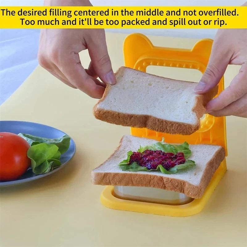 Sandwich Cutter & Sealer Flip Tool, Stainless Steel Circular Mold, For Kids Lunch Bread Toast, Safe DIY Baking Accessories