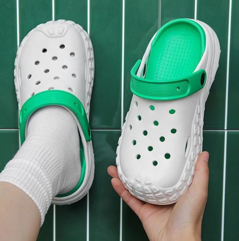 Fashion Slip-resistant House Slides Walk Around Home Male Slipper Indoor Men's Shoe Hole Clappers 2024 Casual Summer Sale Fashion Trend