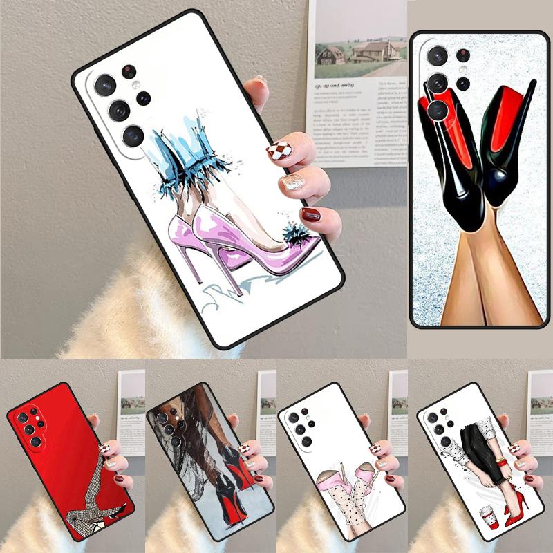 High Heels Girl Fashion phone case Cover For Samsung Galaxy S24 S25 Ultra S21 S22 Ultra S10E Note 10 Plus Note 20 FE S23