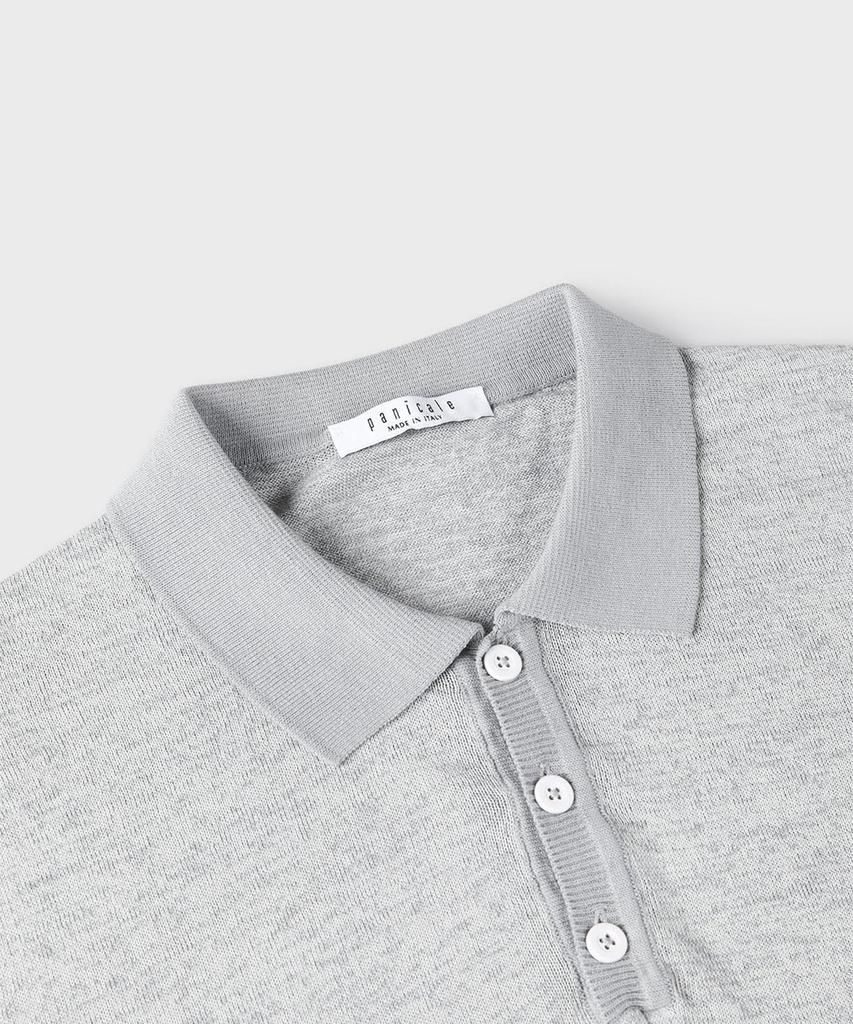 PANICALE Linen Cotton Blend Polo Shirt [Grey]
