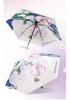 Compact Chinese-Style Oil Painting Umbrella: Portable, Manual Open, UV Protection for Sun & Rain