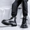Martin Boots Herr Ny Casual Brittisk Trend Mångsidiga Tjocka Sulan Mellanhöga Svarta Lokomotivstövlar 6895-R