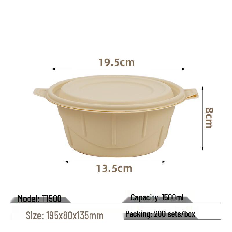 Eco-Friendly Corn Starch Disposable Takeaway Bowls with Lids