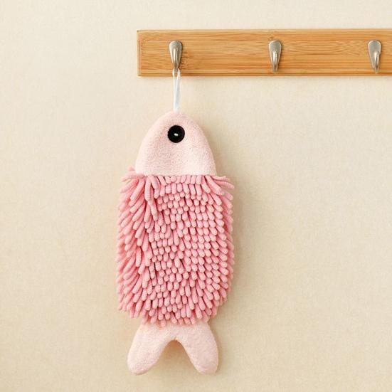 Fiskformad Handduk Superabsorberande Mikrofiberhandduk Luddfritt Söt Handduk med Hängögla för Badrum och Kök