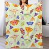 Moth Pastel Throw Blanket Cozy Microfiber Throw Blanket for Home Bedroom