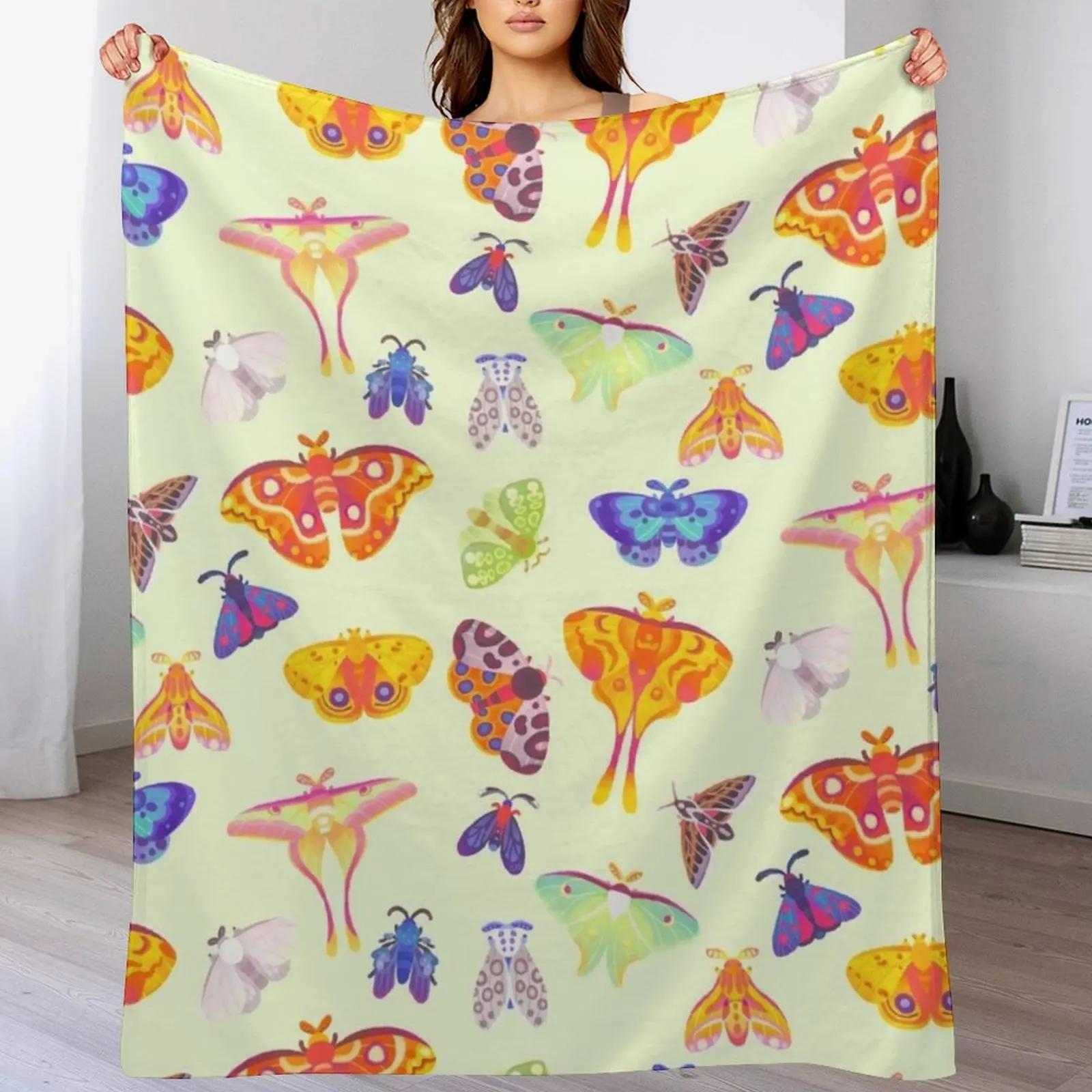 Moth pastel Throw Blanket Cozy Microfiber Throw Blanket for Home Bedroom 102x76cm(40x30in)