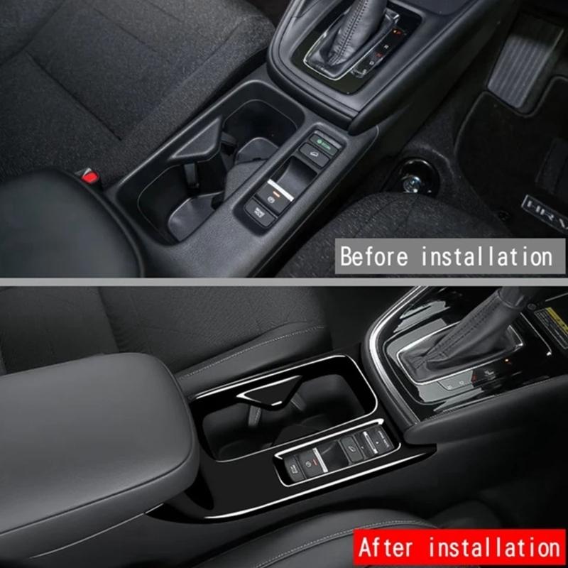 High Strength Plastic Adhesive Cup Holder Frame Decoration Trim Stickers for HRV Vezel 2021-2022 Right Hand Drive Models