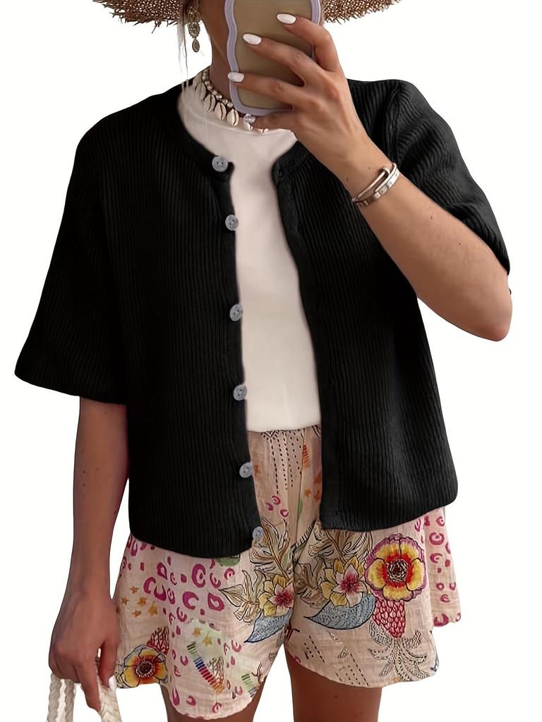 F 7701 3/4-Sleeve Knit Cardigan - New Trendy Design