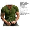 Men T-shirt Color Matching Slim Fit Button V Neck Elastic Soft Casual Pullover Short Sleeves