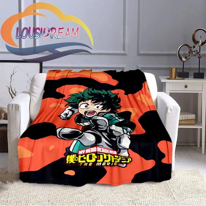 Cartoon My Hero Academia Fleece-teppe, All Over Print, Gaver til ham/hennes mønsterteppe