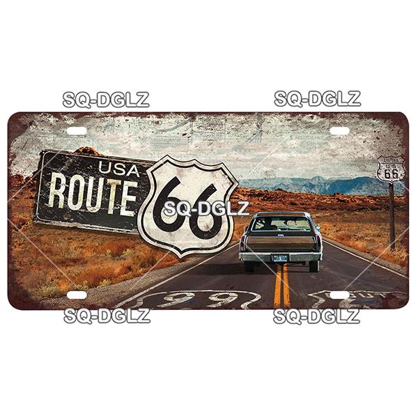 ROUTE 66 Metal Sign Tin Sign Licenses Plate Garage Decor Plaque Vintage Man Cave Bar Pub Club Home Wall Decor Garage Poster