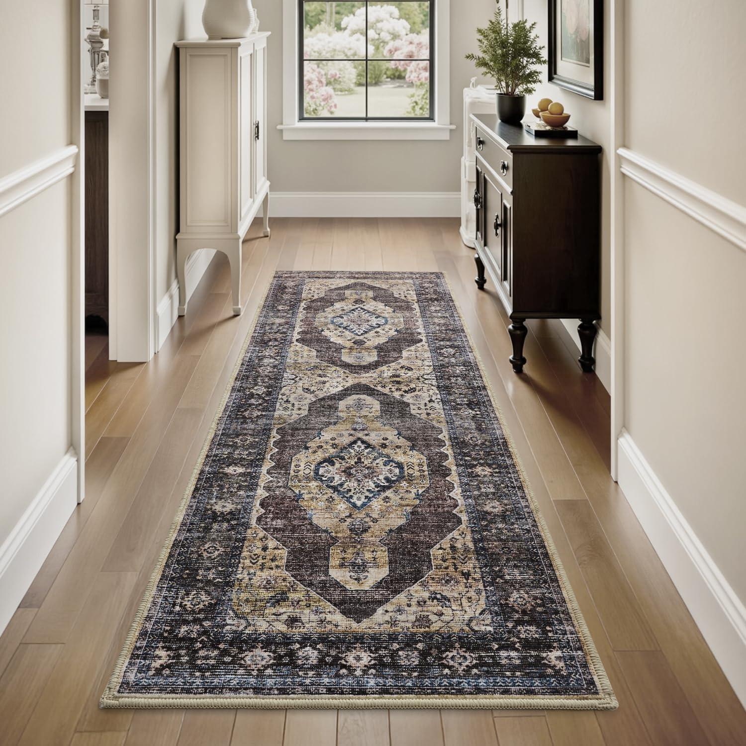 

Ковровая дорожка в богемном стиле, ретро, легкая роскошь, ковер для коридора, машинная стирка, складной, нескользящий, коврики для спальни, прикроватные коврики, Alfombra 50x180cm( 19x70inch)