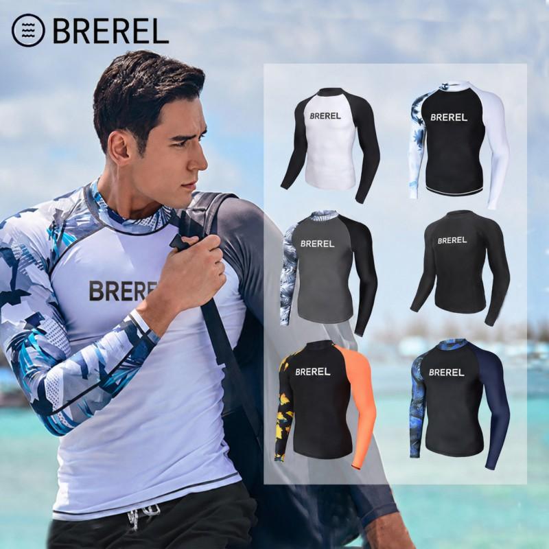 Mens Long Sleeve Rash Guard UV Protection Quick Dry Swimwear Snorkeling Surfing Diving Pool Spa