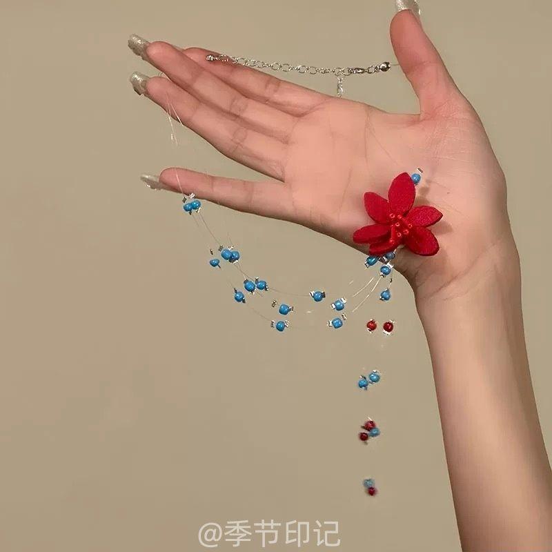 

Рисовый бисер стеклянный бисер цветок шейная цепочка изысканная ретро легкая роскошь высококлассная цепочка на ключицу модная универсальная изысканное ожерелье женское