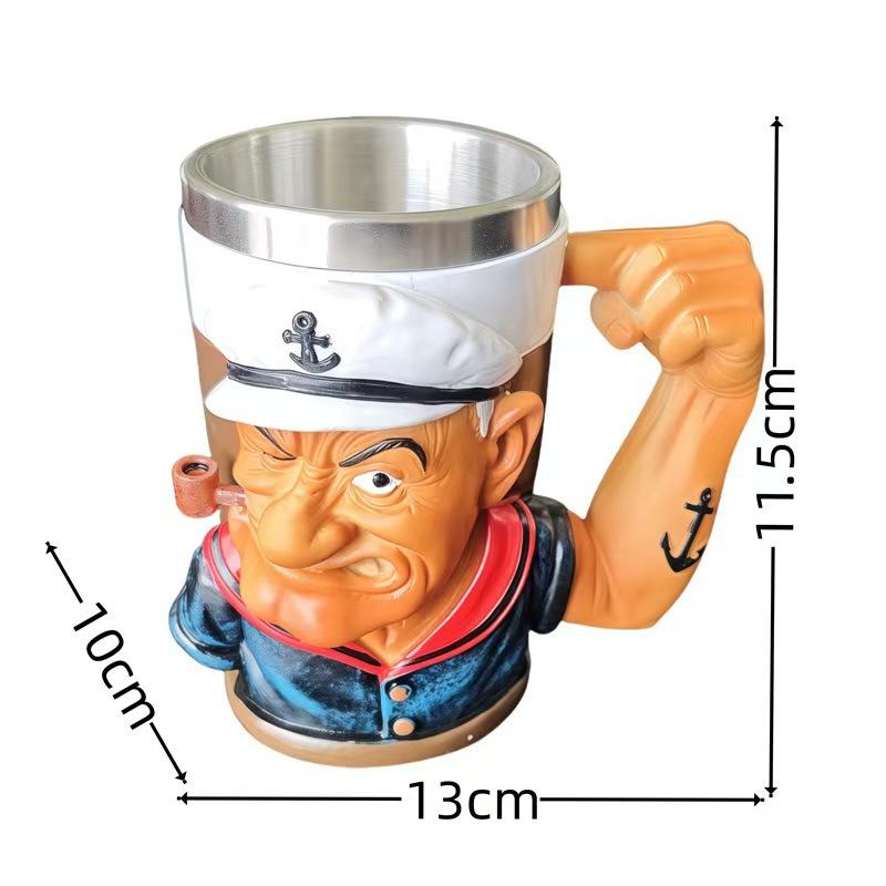 Powerful water cup, creative water cup, Popeye Power Mu, Comes with inner liner, Pineda mug, gift