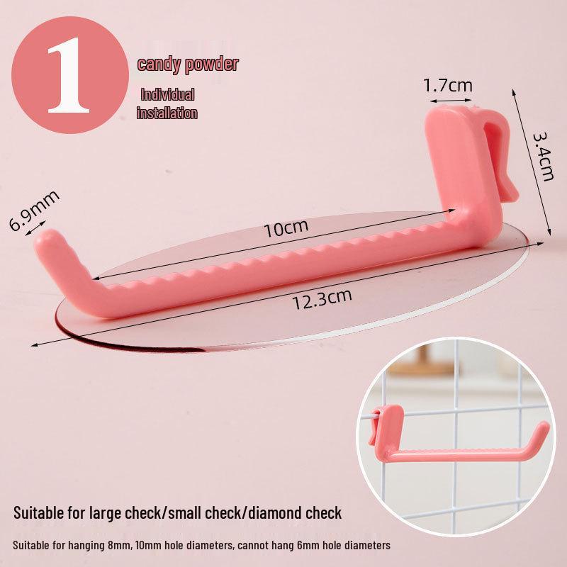 Nail-Free Grid Panel Hook for Wire Mesh Shelves - No-Drill Wall Storage Hooks for Kindergarten Display
