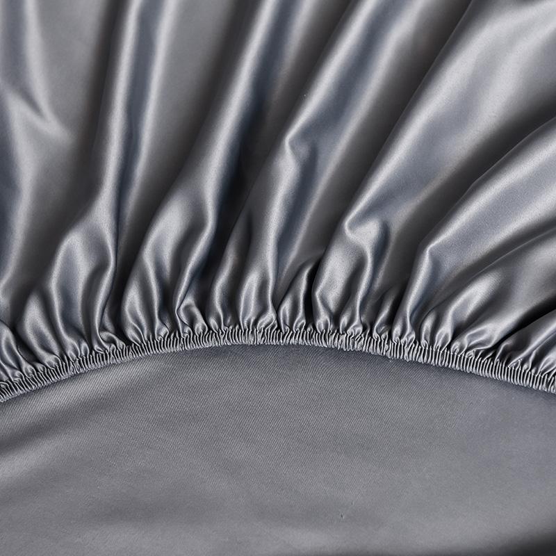 Luxury Satin Fitted Sheet Embroidered Solid Color Mattress Cover with Elastic Band Bed Sheet Bed Linen High-end Rayon Bedsheet
