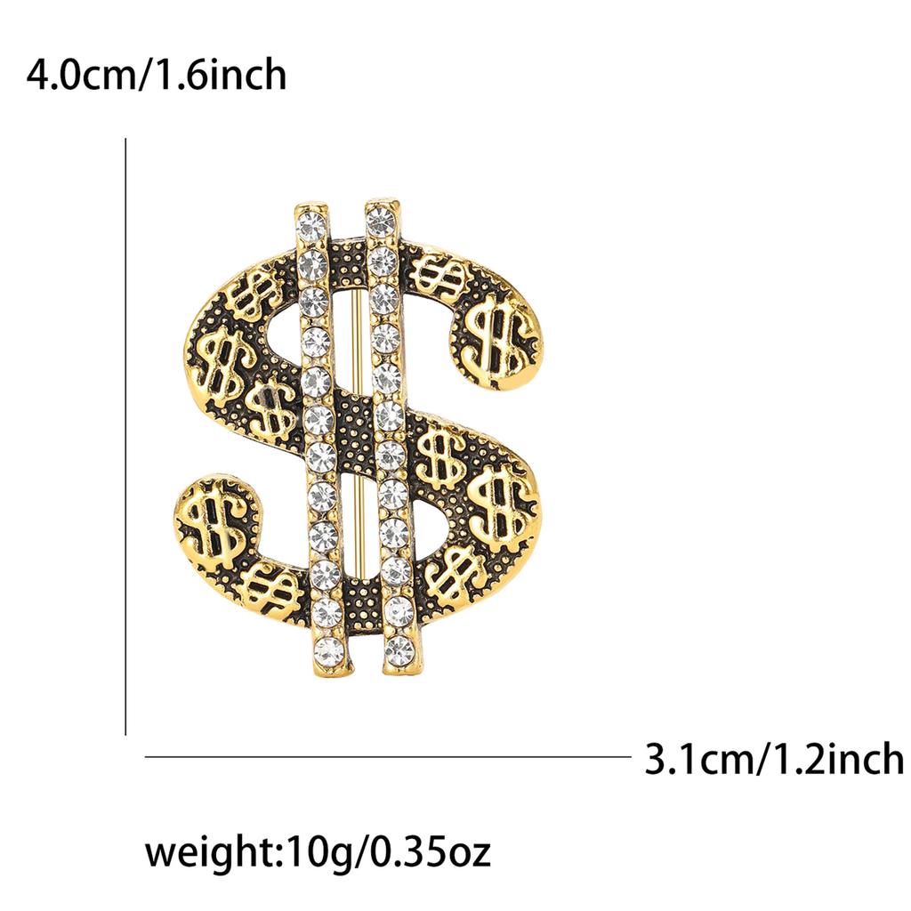 Hip Hop Creative Alloy Dollar Sign Brooch Personality Trend Men'S Suit Coat Corsage Accessories Pin