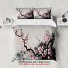3pcs Cherry Blossom Bedding Sets 3D Printed Pink And Black Floral Pattern Duvet Cover Sets With Pillowcases No Filling For Adult