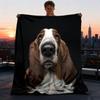 1pc Basset Hound Outdoor Personalized Flannel Blanket, Soft, Lightweight Personalized Flannel Blanket, Digital Printing,