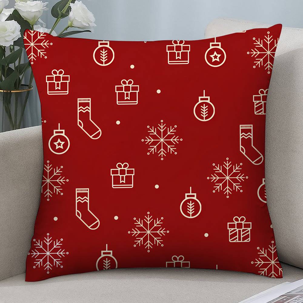 

Christmas red bell Pillow Case Short plush Double-sided Print Square Throw Pillow Covers Sofa Home Cushion Decor 12x12Inch