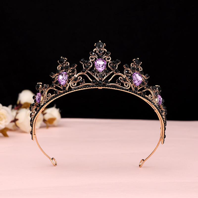 Black Baroque Crown Tiara Bride Eighteen Female Bar Mitzvah Birthday Princess Crown