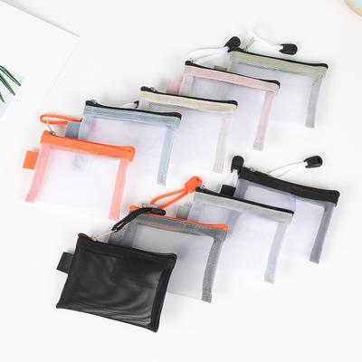 Mini borsa per carte in rete di nylon trasparente organizer per carte d'identità di credito portamonete portatile per rossetto auricolare per linea dati borsa per chiavi