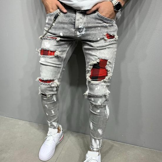 YW Fashion Men Solid Color Patchwork 